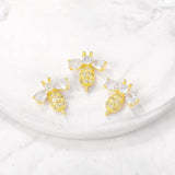 Brass Zircon Bees Charms Pendant Set DIY Jewelry Accessories