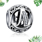 925 Silver A-Z Letter Mosaic Zircon Charm Bracelets