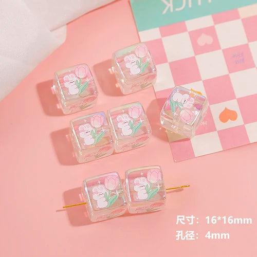 Cartoon Bunny Tulip Beaded DIY Phone Chain Bracelet Material Accessories