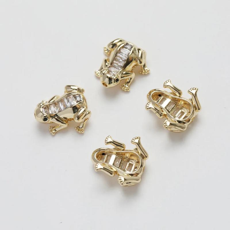 14K Gold Plated Frog Diamond Beads DIY Necklace Bracelet