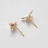 10PCS Honeybee Ear Studs Earrings 14k Plated Jewelry Making DIY Accessories