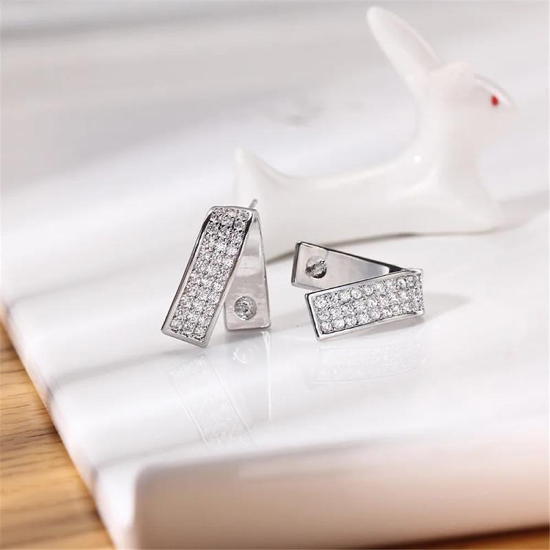 14K Geometric Pearl Zircon Earrings DIY Accessories