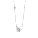 Silver Airplane Ladies Necklace, Paper Airplane Chain