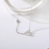 Silver Airplane Ladies Necklace, Paper Airplane Chain