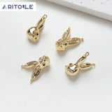 14K Plated Real Rabbit Head Earrings Pendant DIY Hand-Made Jewelry Accessories