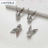 14K Plated Real Rabbit Head Earrings Pendant DIY Hand-Made Jewelry Accessories