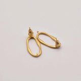 Natural Oval Hollow Ring Earrings 18K Brass Plated JA0083