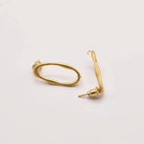 Natural Oval Hollow Ring Earrings 18K Brass Plated JA0083