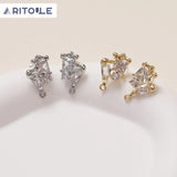 14K Plated Zircon Irregular Stitching Earrings