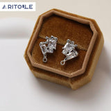 14K Plated Zircon Irregular Stitching Earrings