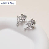 14K Plated Zircon Irregular Stitching Earrings