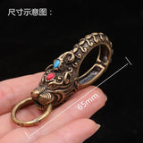 Brass Dragon Head Key Chain Belt Buckle Set