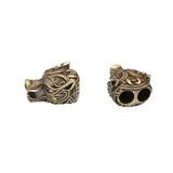 European American Bronze Wolf Head Carved Jewelry Fit Men's Bracelet