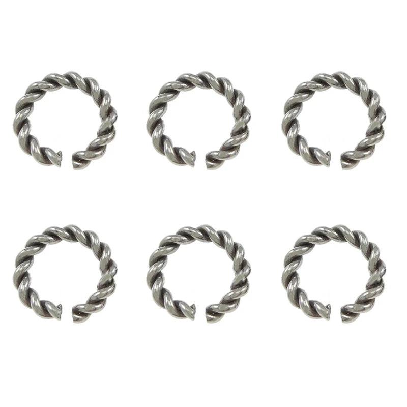 50Pcs Stainless Steel Hemp Rope Split Twist Jump Rings for DIY Jewelry Making