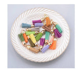 50pcs Suede Faux Leather Keychain 3.5cm Tassel Pendant Diy Jewelry Making