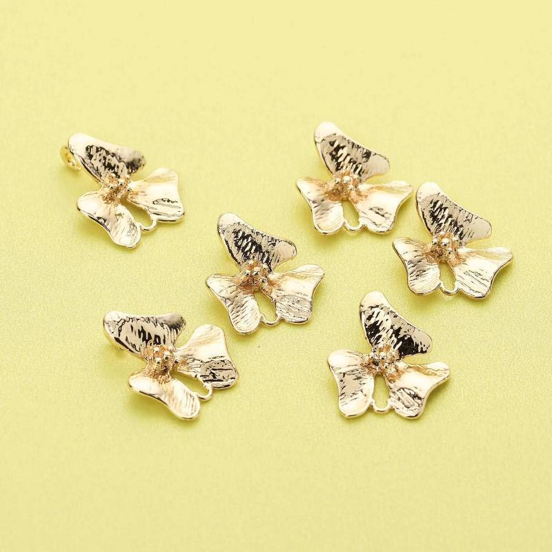 10Pcs Plated Brass Orchid Pendant Charm, Flower Jewelry Making Supplies