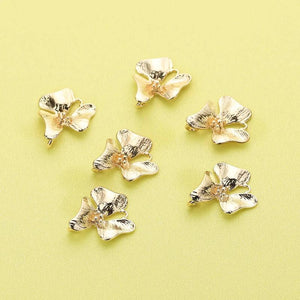 10Pcs Plated Brass Orchid Pendant Charm, Flower Jewelry Making Supplies