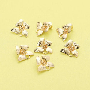 10Pcs 15MM Brass Orchid Pendant Charm, DIY Flower Supplies