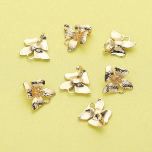 10Pcs 15MM Brass Orchid Pendant Charm, DIY Flower Supplies