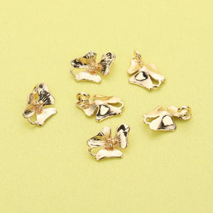 10Pcs Plated Brass Orchid Pendant Charm, DIY Flower Supplies