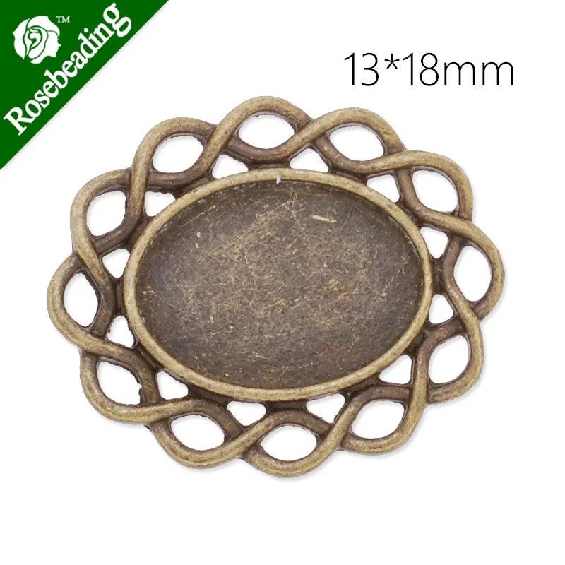 13x18mm Oval Charm Tray Antique Bronze Plated 20pcs