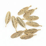 30pcs Zinc Alloy Pitted Oval Leaf Metal Pendants for DIY Craft Accessories