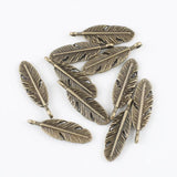 30pcs Zinc Alloy Pitted Oval Leaf Metal Pendants for DIY Craft Accessories