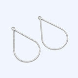 10pcs Silver Teardrop Pendants 30x17mm, Geometric Charms, Wired Drop Hoops