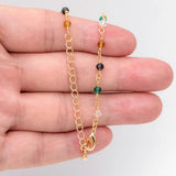 Adjustable Beaded Bracelet/ Necklace, 6/ 16 Inch Crystal Rondelle Chain