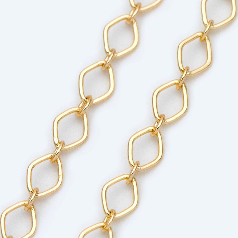 Plated Brass Rhombus Chains 3.6x5/ 3.4x4.7mm