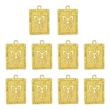 10Pcs Butterfly Square Charm Engraved Insect Pendants DIY Accessory