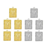 10Pcs Butterfly Square Charm Engraved Insect Pendants DIY Accessory