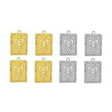 10Pcs Butterfly Square Charm Engraved Insect Pendants DIY Accessory