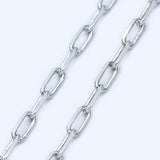 Rhodium Plated Brass Cable Chain, Oval Link Size 2.7x6mm, 1 Meter