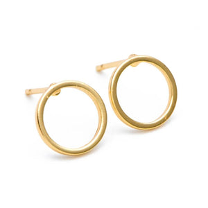 10pcs 18K Plated Brass Round Hoop Ear Posts, 10mm Circle Stud Earring