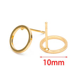 10pcs 18K Plated Brass Round Hoop Ear Posts, 10mm Circle Stud Earring