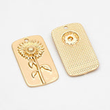 4pcs Sunflower Charm Rectangle Flower Pendants