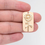 4pcs Sunflower Charm Rectangle Flower Pendants