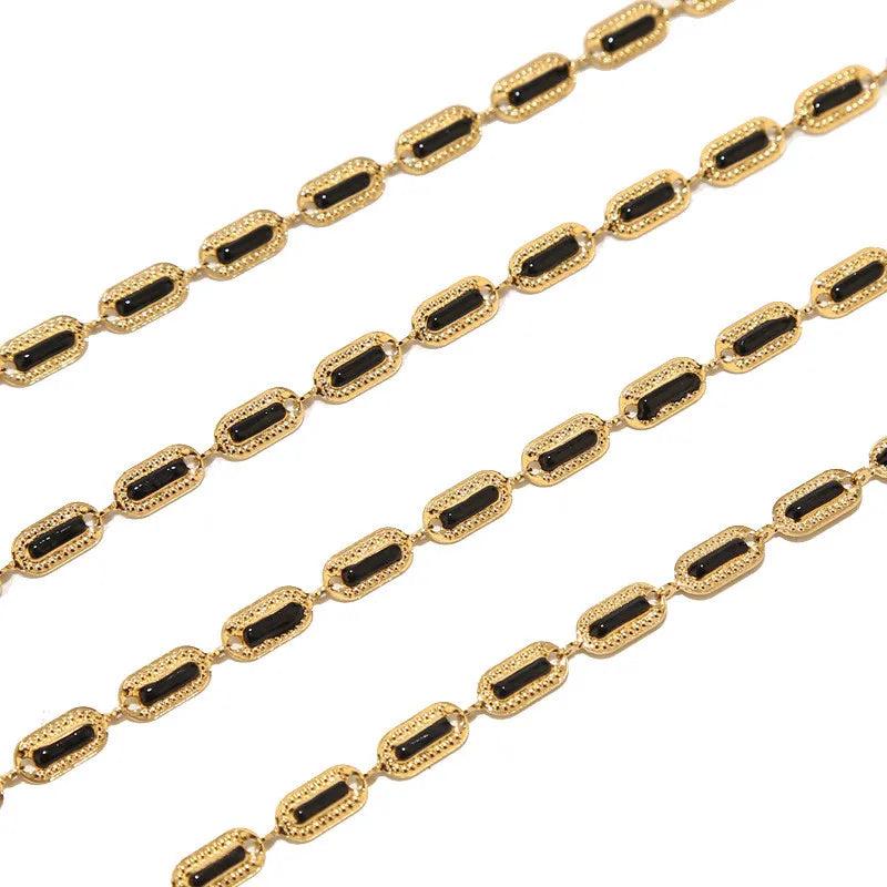 1 Meter Stainless Steel Plated Bar Link Chain Enamel Chains