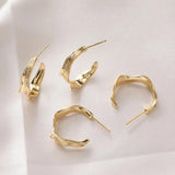 4PCS 14k Plated C-shaped Ear Studs Silver Needle Charms
