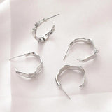 4PCS 14k Plated C-shaped Ear Studs Silver Needle Charms