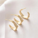 4PCS 14k Plated C-shaped Ear Studs Silver Needle Charms