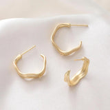 4PCS 14k Plated C-shaped Ear Studs Silver Needle Charms