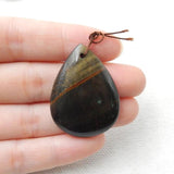 Natural Stone Necklace Iron Tiger Eye Pendant Bead Water Drop Shape