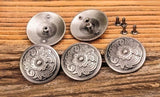 10PCS Shield Studs Set Conchos Rivetback Biker Style Leather Findings