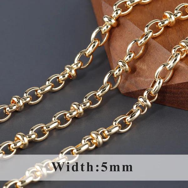 DIY Chain 18k Plated Copper Metal Charms 1m/Lot