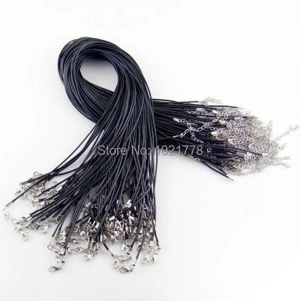 1.5mm 2mm Leather Cord Necklace 45+5cm DIY Craft Jewelry 50pcs/lot