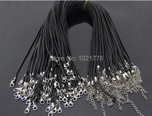 1.5mm 2mm Leather Cord Necklace 45+5cm DIY Craft Jewelry 50pcs/lot