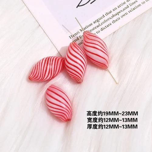 Stripes Glass Oval Beads for DIY Jewelry