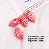 Stripes Glass Oval Beads for DIY Jewelry